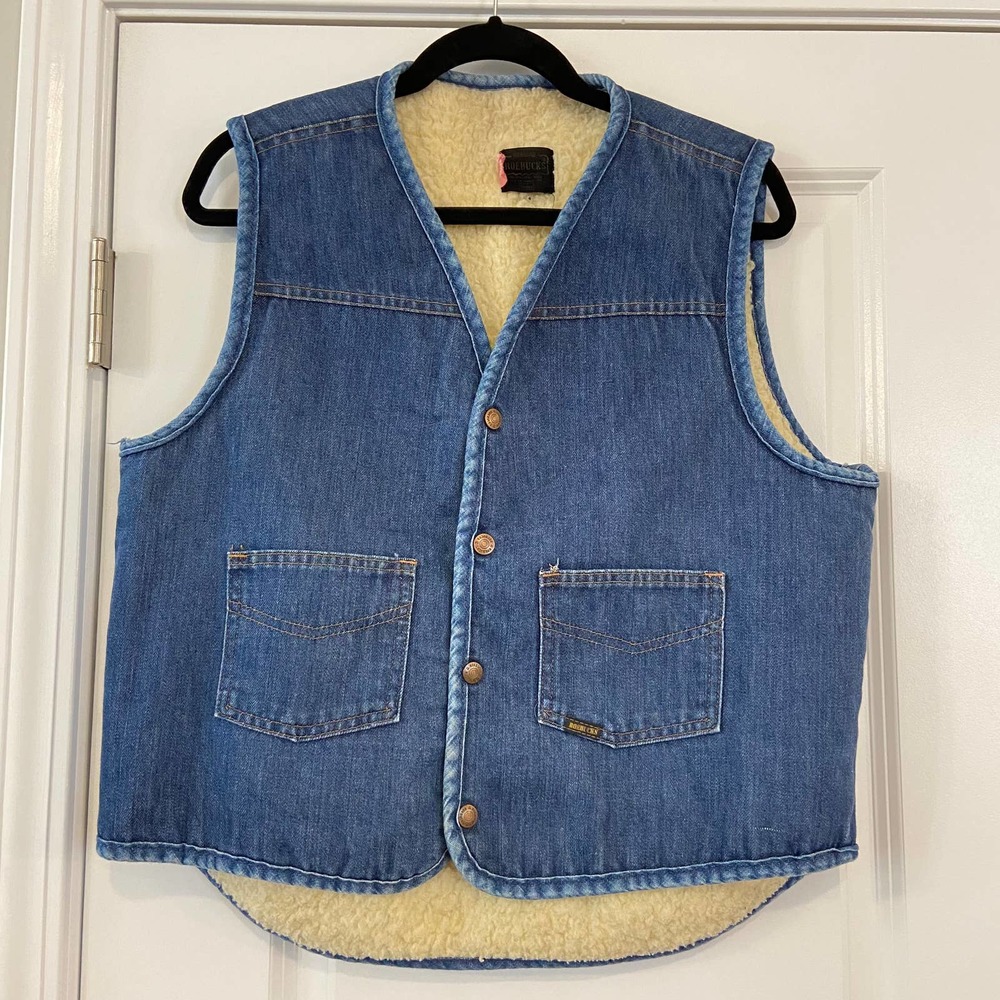 Vintage AUTHENTIC Sears Roebuck Sherpa lined Denim Vest, LIKE NEW